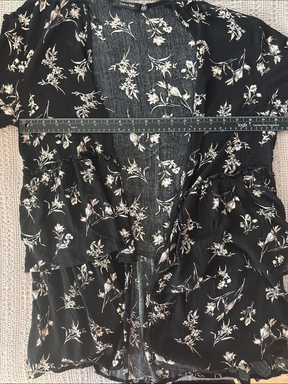 Doe & Rae Black Floral Layering Cardigan - Medium [PH0897]